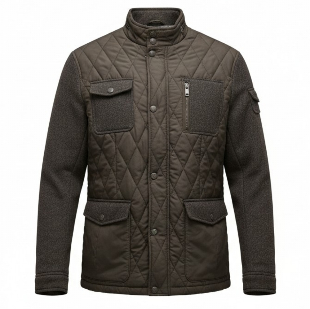 Men's Black & Brown Quilted Jacket size medium